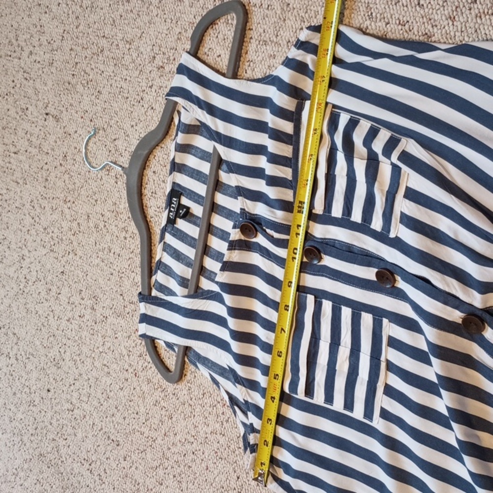 Ana Blue and White Striped Women's Top Small - Picture 8 of 9